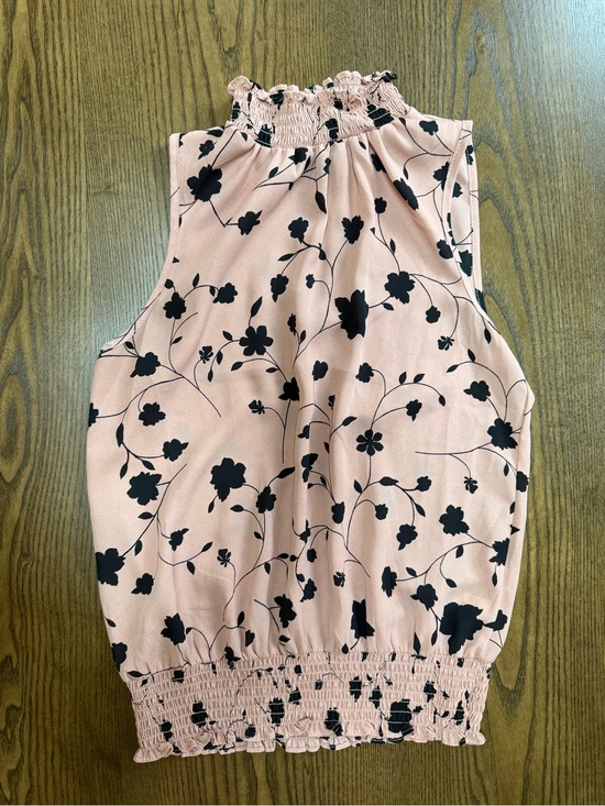 Sienna Sky Tops - Sienna Sky Pink Floral Smocked High-Neck Sleeveless Top